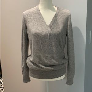 LOFT grey criss-cross attached sweater